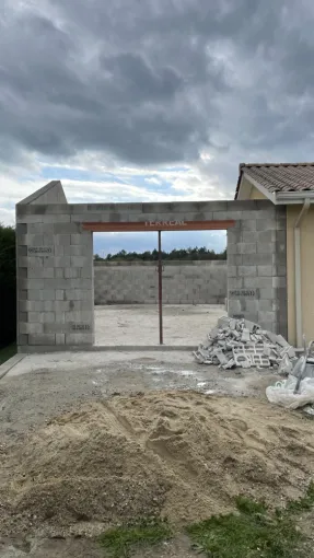 Agrandissement, garage, Bazas, Bazas, Maçonnerie Jérôme Lucat