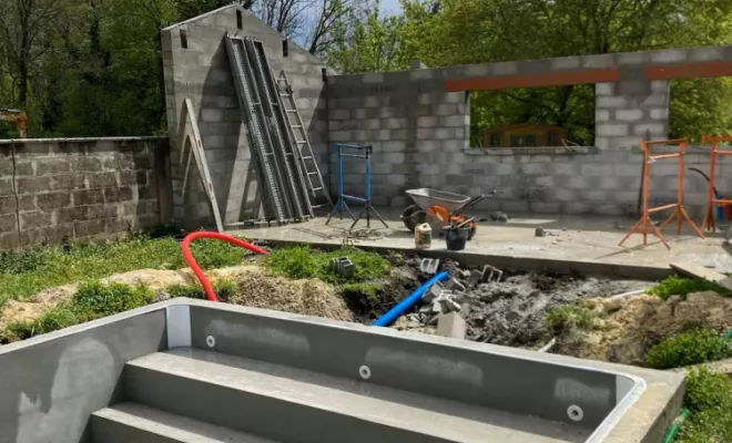 Construction d'une piscine, Bazas, Maçonnerie Jérôme Lucat
