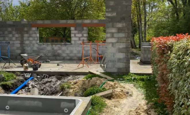 Construction d'une piscine, Bazas, Maçonnerie Jérôme Lucat