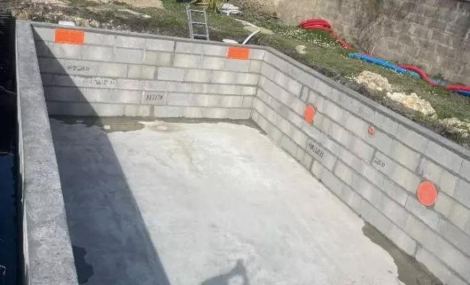Construction d'une piscine, Bazas, Maçonnerie Jérôme Lucat