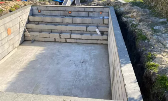 Construction d'une piscine, Bazas, Maçonnerie Jérôme Lucat