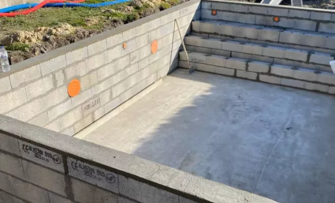 Construction d'une piscine, Bazas, Maçonnerie Jérôme Lucat