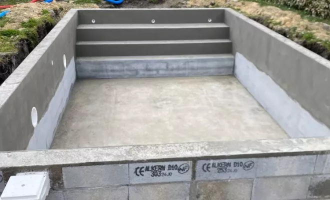 Construction d'une piscine, Bazas, Maçonnerie Jérôme Lucat